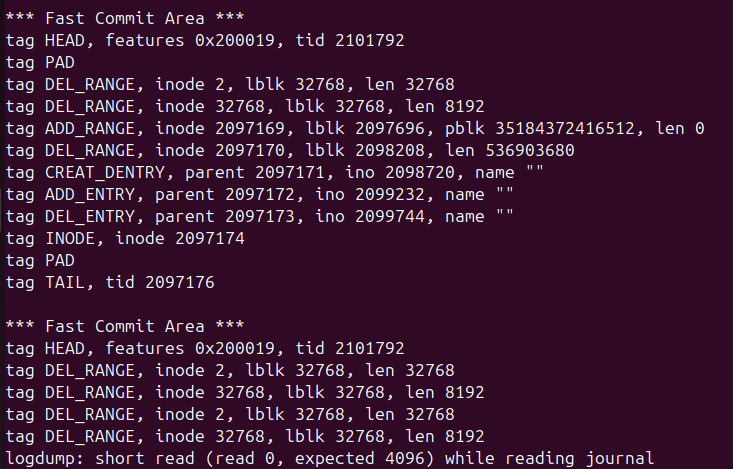 logdump -o 내용